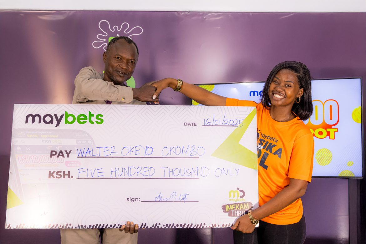 Walter Okeyo Okombo, an auto electrician from Homabay, is the talk of the town after turning a Ksh 20 bet jackpot into a life-changing Ksh 500,000 Daily Jackpot win with Maybets.