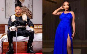 A collage photo of comedian Eric Omondi and his fiancée Lynne