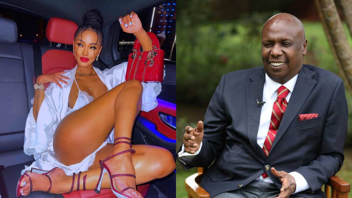 A collage photo of Huddah Monroe and Gideon Moi A collage photo of Huddah Monroe and Gideon Moi
