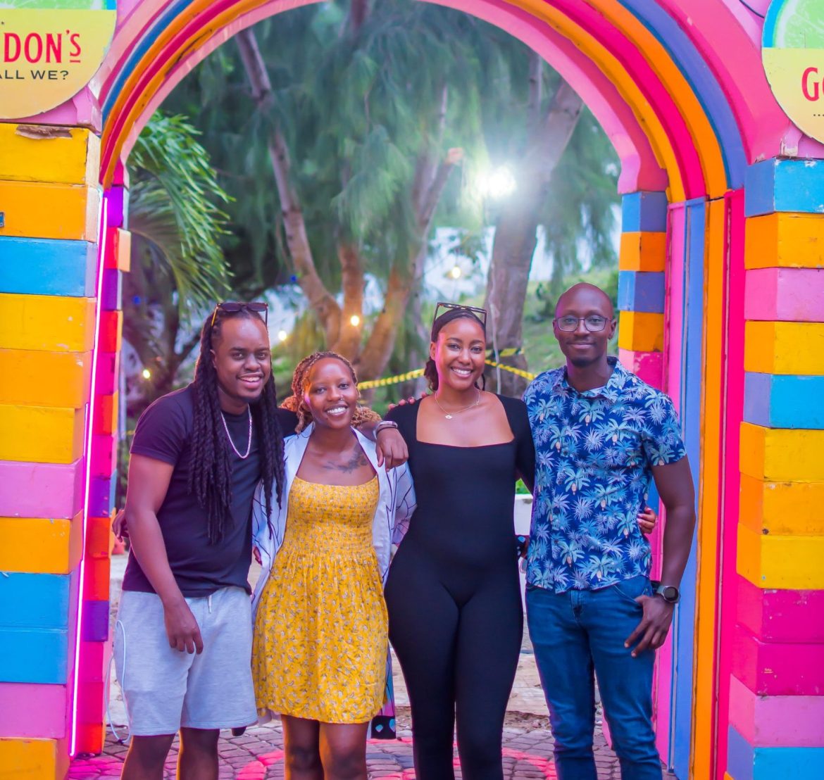 From left Bobby Junior, Gordon’s Brand Manager Elizabeth Otieno, Ashley Chao and Gordon’s Shopper Manager Conrad Otieno
