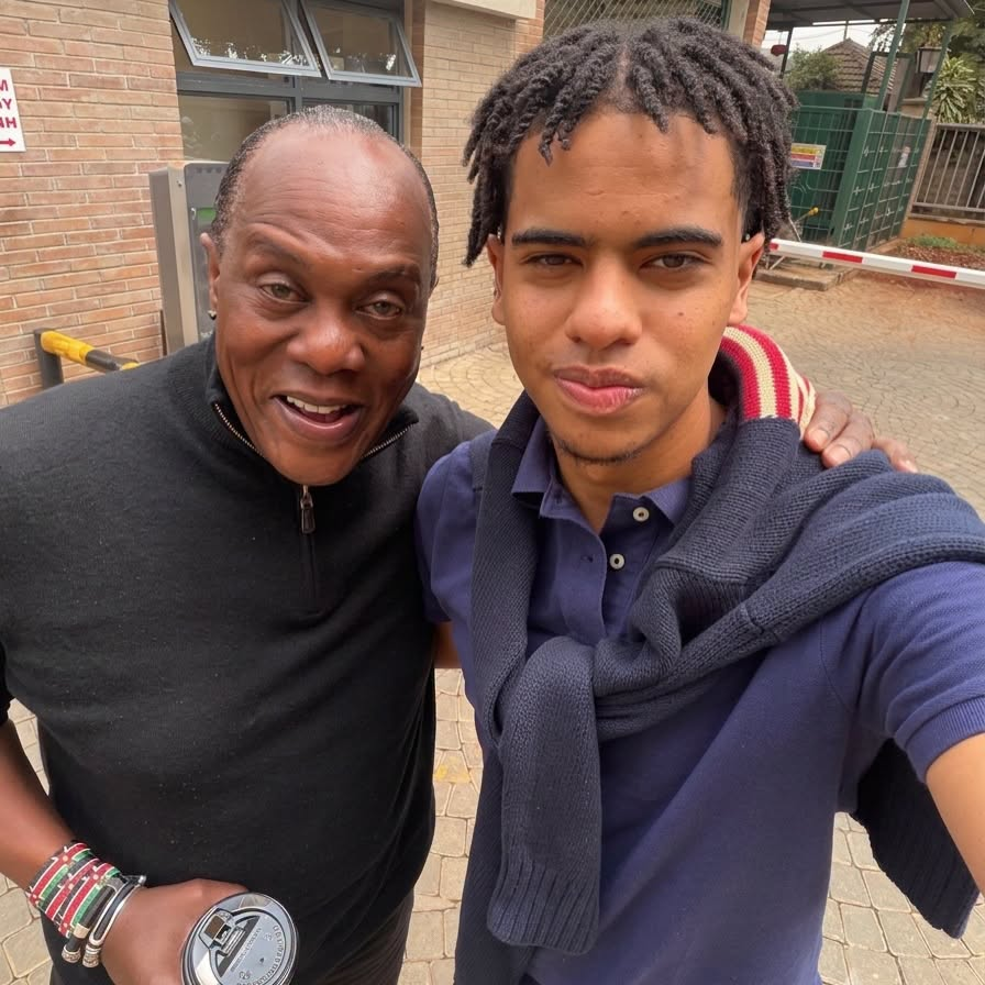 Jeff Koinange poses for a selfie photo with his son. PHOTO/Jeff Koinange/Facebook